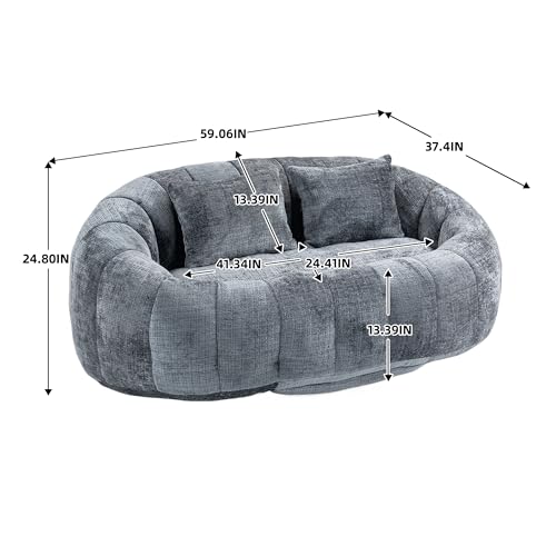 NDPQN Chenille Bean Bag Sofa High Back Lounger Grey