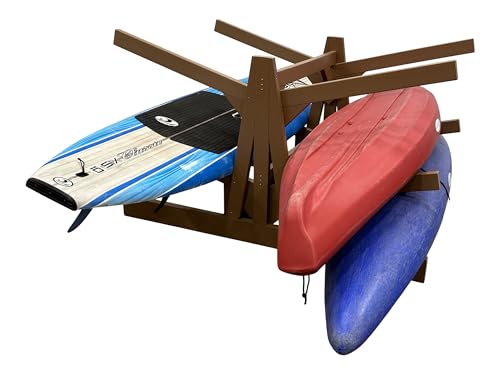 Log Kayak Rack Double Sided Freestanding Recycled Poly Kayak Rack Nutmeg Brown