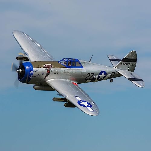 E-flite RC Airplane P-47 Razorback 1.2m BNF Basic Gray