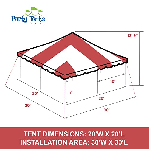 Party Tents Direct 20'x20' Weekender Standard Canopy Tent - Easy Up Outdoor Canopy for Events Red