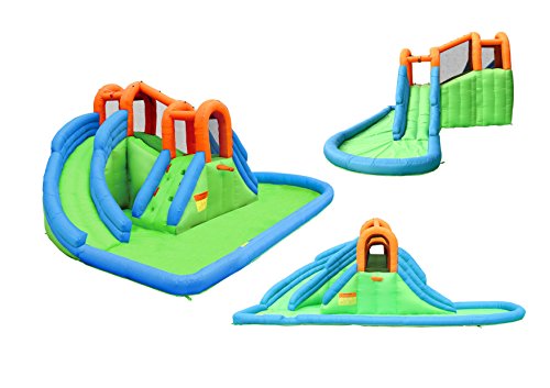 Bounceland Island Water Park Water Slide Green Blue