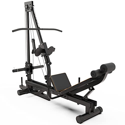 Synergee Leg Press Machine with LAT Pull Down Attachment Black