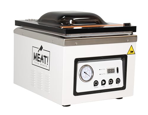 MEAT! Your Maker. Chamber Vacuum Sealer with 12" Sealing Bar and Adjustable Seal Time White/Black