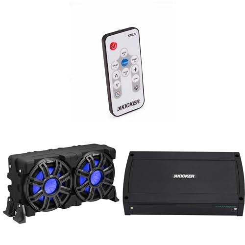 KICKER 10-Inch Loaded Premium Marine Sub Enclosure with Passive Radiator & 48KXMA9005 Amp Bundle