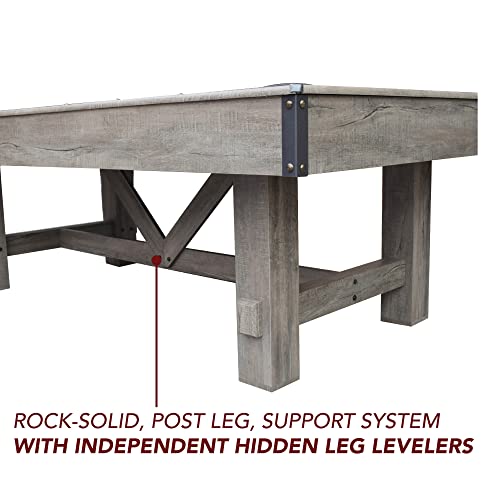 Hathaway Logan 7-ft Pool Table Combo Set with Benches - Rustic Gray Barnwood