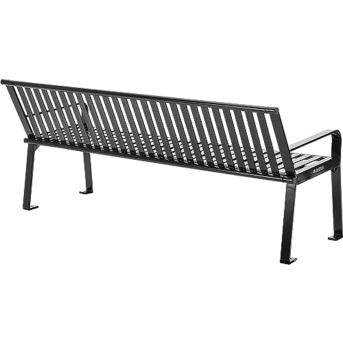 Global Industrial 6 ft Outdoor Park Bench with Back Vertical Steel Slat Black
