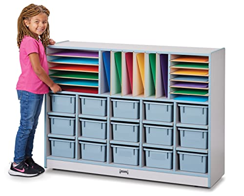Jonti-Craft Rainbow Accents Sectional Cubbie-Tray Mobile Unit with Trays Coastal Blue