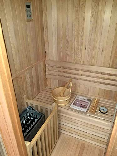 MCP Sauna Canadian Hemlock Wood Traditional Swedish Indoor Sauna Spa 48" 1-2 Person 6KW Heater