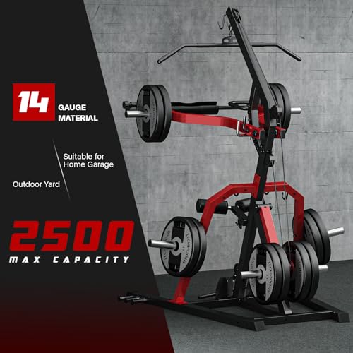 Liksodo Leverage Gym 2500LB Adjustable Full Body Workout Machine Red with Bench