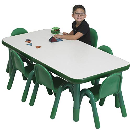 Angeles Baseline Preschool Rectangular Table & Chair Set Solid Green