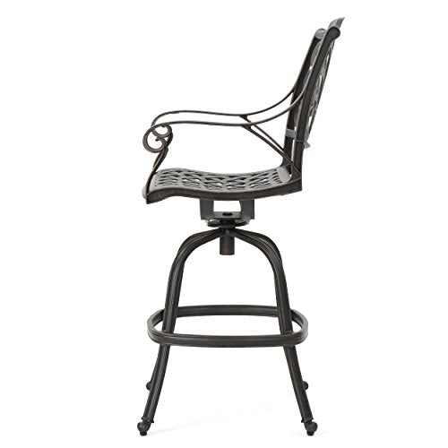 Christopher Knight Home Alfresco Outdoor Cast Aluminum Barstool Set, 4-Pcs Bronze