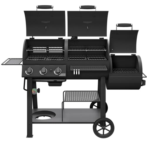 Oklahoma Joe's Canyon Deluxe Charcoal and Propane Gas Combination Smoker and Grill Black
