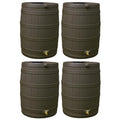 Good Ideas Rain Wizard 40 Gallon Plastic Rain Water Collection Barrel Drum with Brass Spigot, Oak (4 Pack)