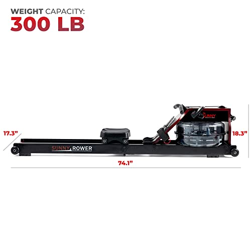 Sunny Health & Fitness Foldable Wooden Water Rowing Machine Black