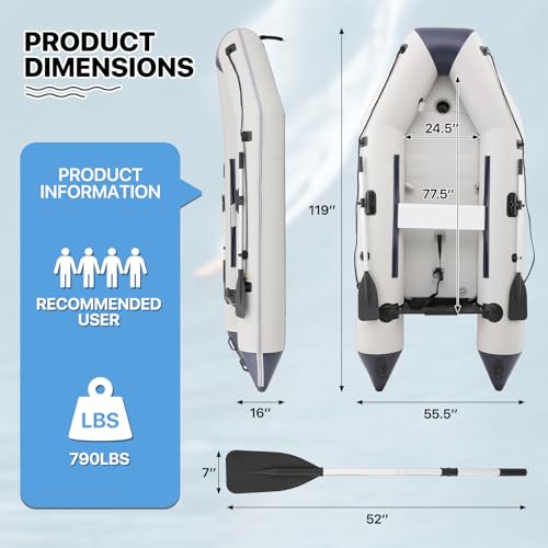 MADOG SPORT EQUIPMENT Inflatable Boat for 1-4 Persons Gray/White