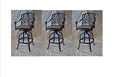 Patio Land Elizabeth Outdoor Patio 3 Swivel Barstools 30" H Dark Bronze with Sunbrella Sesame Cushions