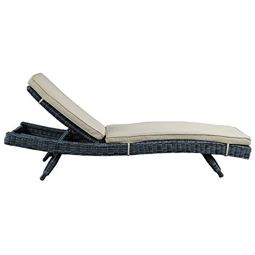 America Luxury - Outdoor Modern Contemporary Patio Chaise Lounge Beige