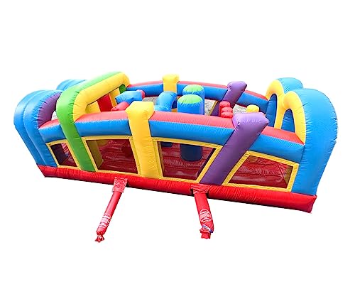 Pogo Bounce House Crossover Rainbow Inflatable Obstacle Course 19.5x8x7.5 Ft