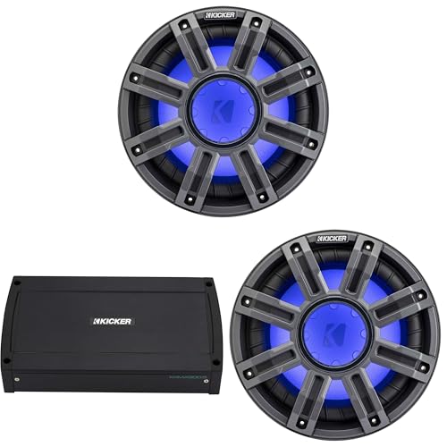 KICKER 10-Inch Premium Marine Subwoofer & 48KXMA9005 Marine Amp Bundle