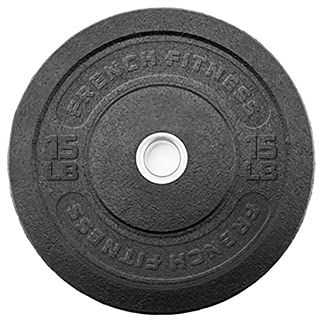 French Fitness Olympic Bumper Plate Set with 7 ft Bar 415 lbs