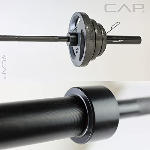 CAP Barbell 165 LB Olympic Grip Plate Set with 7 FT Olympic Bar and Collars Black