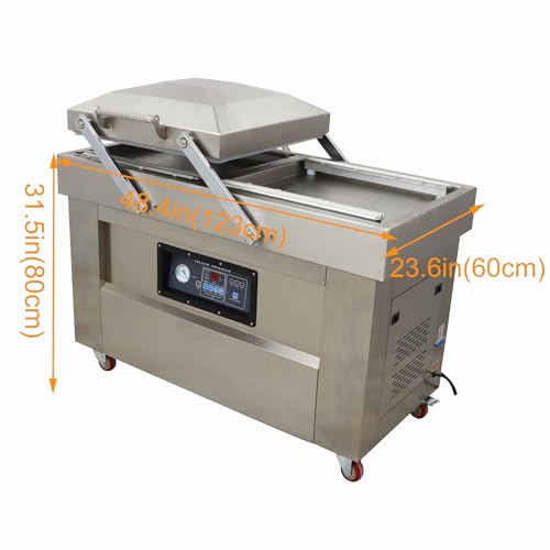 WYDDDARY Double Chamber Vacuum Sealer 1500W Stainless Steel Commercial 19.7inch Sealing Length