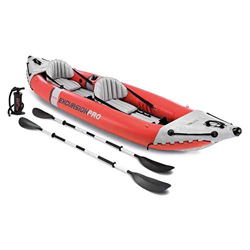 Intex Excursion Pro Inflatable 2 Person Kayak with Oars and Air Pump Red