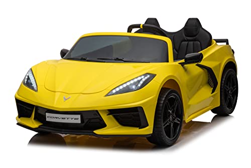 Freddo 24V Chevrolet Corvette C8 2 Seater Ride-On Car for Kids Yellow