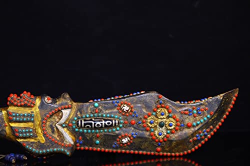 Generic 17" Tibetan Temple Meteorite Mosaic Gem Dzi Beads Sword Amulet