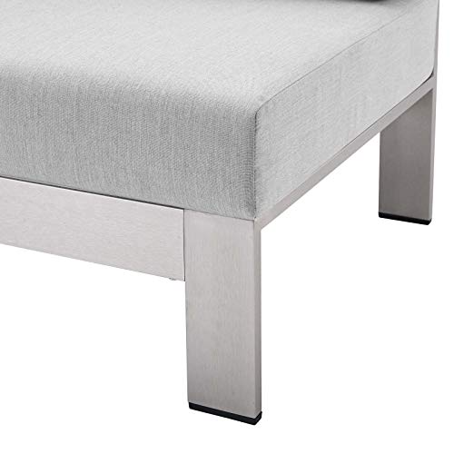 Modway Shore Sunbrella® Fabric Aluminum Outdoor Patio Left-Arm Loveseat Silver Gray