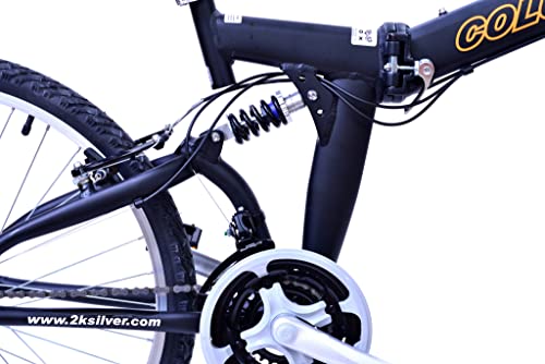 Columba Alloy Folding Bike 18 Speed Double Suspension Black 26 inch