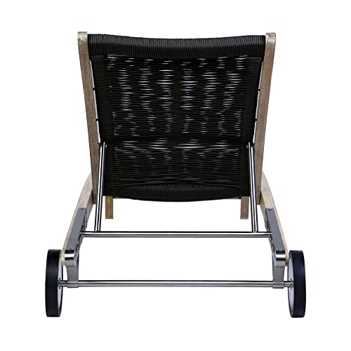 Armen Living Chateau Outdoor Patio Adjustable Chaise Lounge Chair Charcoal Rope and Eucalyptus