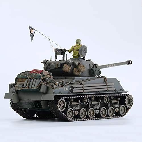HOOBEN 1/16 M4A3E8 Fury Sherman Tank with Camouflage & Figure Dark Green