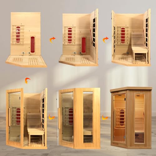 Smartmak Far Infrared Sauna Room 1 Person Canadian Hemlock Wooden