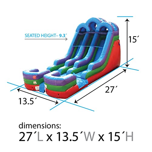TentandTable Double Lane Inflatable Water Slide for Kids and Adults Rainbow