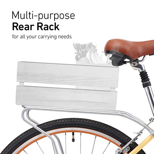 sixthreezero Women's 3-Speed Comfort Bike with Rear Rack, 26" Wheels/17" Frame, Cream
