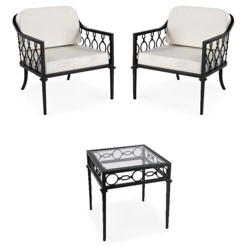 Home Square 3-Piece Outdoor Lounge Chair Set with End Table Black