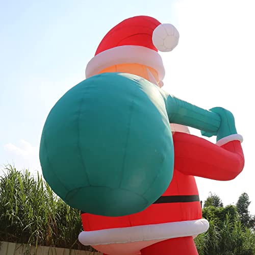 OZIS Giant 33Ft Inflatable Santa Claus Holding Gift Bag Red