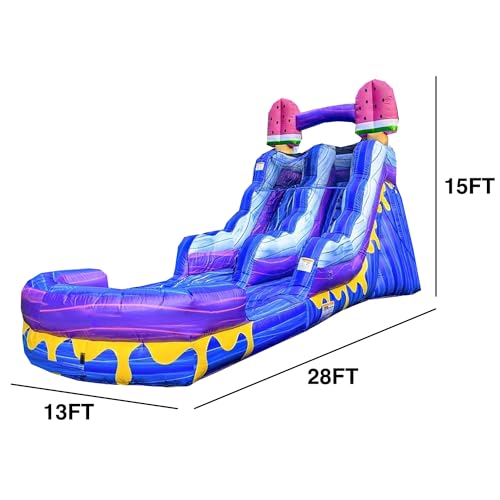 JumpOrange 15' Ice Pops Commercial Water Slide with Pool Purple/Blue
