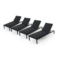 Great Deal Furniture Outdoor Mesh Chaise Lounge Set of 4 Dark Grey + Black