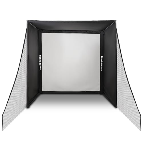 ANYTHING SPORTS Golf Simulator Cage with Impact Netting and All Poles 8'4 x 8'4 x 5 Black