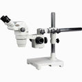 AmScope Professional Binocular Stereo Zoom Microscope with EW10x Eyepieces, 3.35X-45X Magnification, Single-Arm Boom Stand Clear