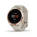 Garmin Approach S42 GPS Golf Smartwatch Rose Gold Ceramic Bezel Tan Silicone Band