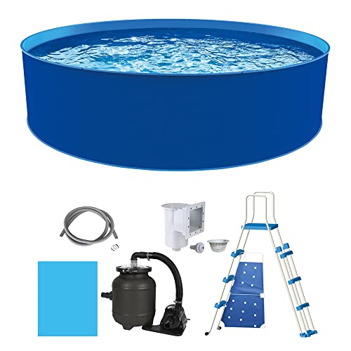 Blue Wave Cobalt Steel Wall Pool Package - 15-ft Round 48-in Deep Blue