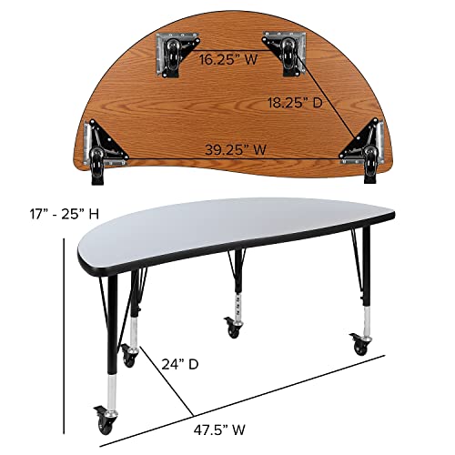 Flash Furniture Emmy Mobile Circle Wave Activity Table Set with Student Stack Chairs Grey