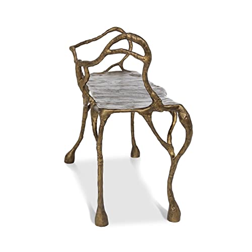 Park Hill Collection Lodge Cast Aluminum Organic Root Bench Antique Gold