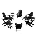 WO WESTIN OUTDOOR 6-Piece Folding Poly Lumber Adirondack Furniture Set with Side Tables and Ottomans Black
