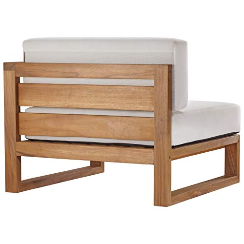 Modway Upland Patio Teak Wood 2-Piece Sectional Sofa Loveseat Natural White
