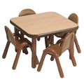 Children's Factory Angeles Baseline Preschool 30" Square Table & Chair Set Natural Wood