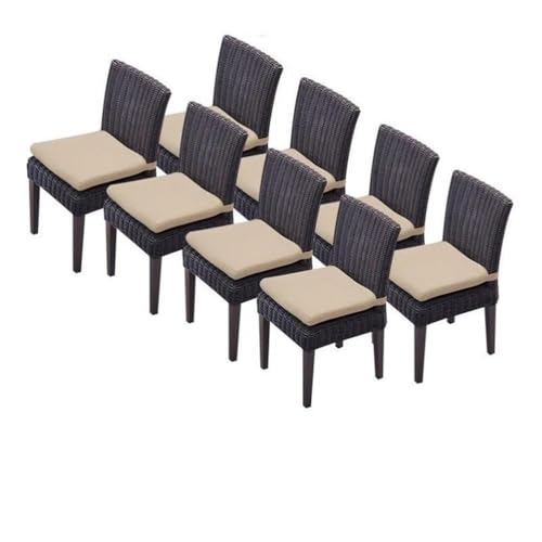 TK Classics TKC Venice Wicker Patio Dining Chairs Set of 8 Wheat
